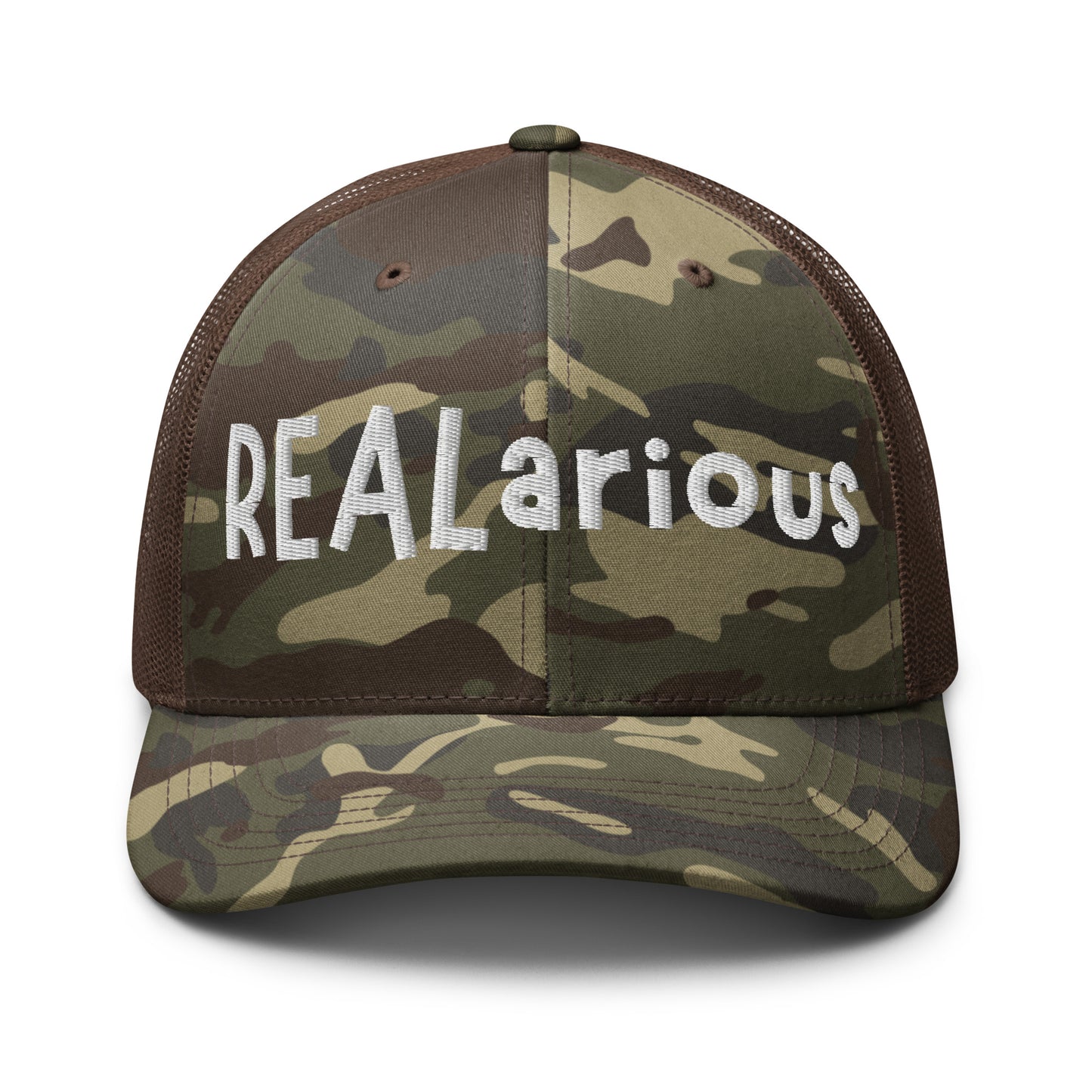 Official REALarious Camouflage trucker hat