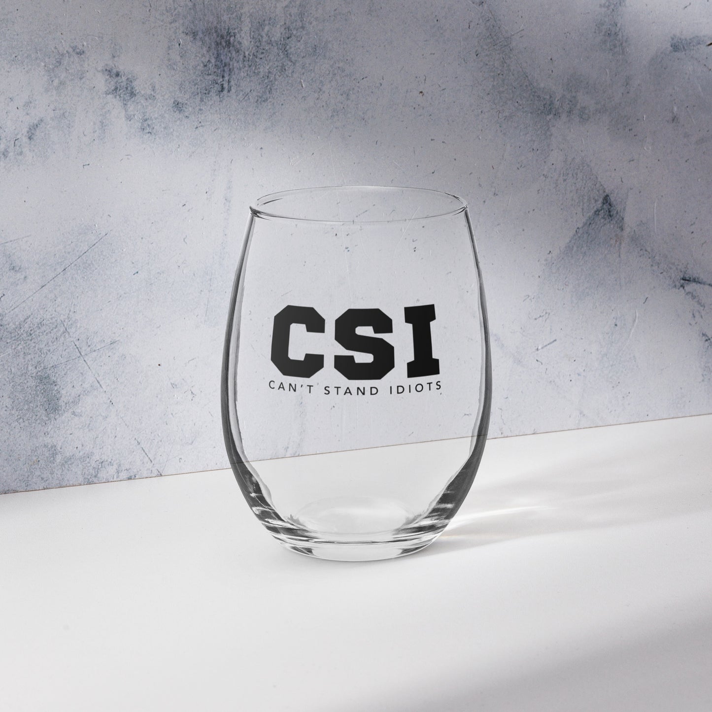 CSI Stemless white wine glass